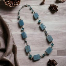 Necklace Women Jewelry 22 In Length Baby Blue Glass Bead Crystal Fashion - £18.52 GBP