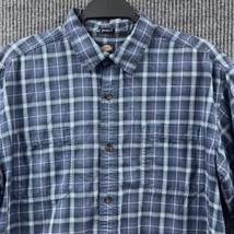 Dickies Shirt Mens Medium Blue Plaid Relaxed Fit Short Sleeve Button Up Casual - £17.29 GBP