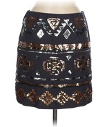 new XHILARATION Sequins Pull On Mini SKIRT sz S Aztec Tribal Gray Lined ... - $17.72