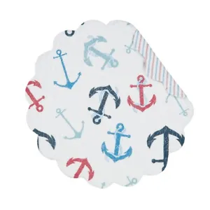New Set Of 2 C&amp;F Anchors Away Coastal Quilted Cotton Round Placemats - £16.03 GBP