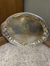 Saudi Arabia Silver Tone Engraved Oval Platter - $27.50