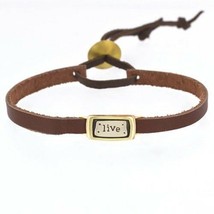 Leather Quote Bracelet Cuff Word Bracelet LIVE Bracelet Far Fetched Jewelry NEW - $17.99
