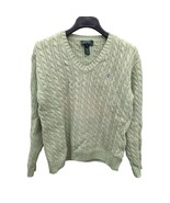 Lauren Ralph Lauren Sage Green Regular Fit Pullover V-Neck Cable Knit Sw... - $149.99
