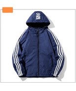 Blue Loose Fitting Men&#39;s Jacket With Hood And Windproof In Stock - $20.81 CAD+
