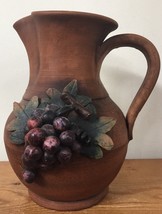 Vintage Italian M Giuliano Handmade Wine Grapes Earthenware Ceramic Pitcher 8.5&quot; - £63.92 GBP