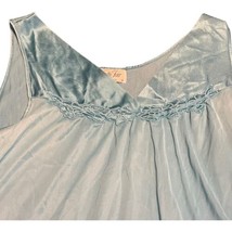 Vanity Fair Vintage Blue Nightgown Silky Nylon Sleeveless Embroidered Si... - £36.67 GBP