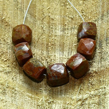 Red Jasper Faceted Cube Beads Briolette Natural Loose Gemstone Making Jewelry - £4.10 GBP