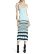 New JASON WU Stripe Knit Pleated Maxi Dress in Frosted Mint - Medium - €120,00 EUR
