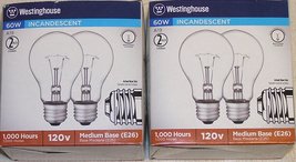 Westinghouse 60 Watt 120 Volt A19 Clear Incandescent Lamps (4) Bulbs   - $11.99