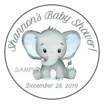 12 Boy Baby Shower Party Stickers Favors Labels tags 2.5&quot; Cute Elephant Blue - £9.40 GBP