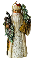 Elegant Father Christmas Santa Claus Holiday Ornament 4.25&quot; Hand Painted... - $19.34