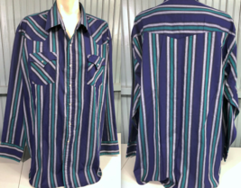 Ely Cattleman Green / Blue Stripe Western Snap XXL Cowboy Mens Shirt - $17.43