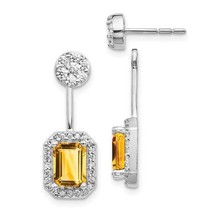 925 Sterling Silver, Moissanite and Citrine Earrings, Gift for her, Everyday Ear - £62.34 GBP