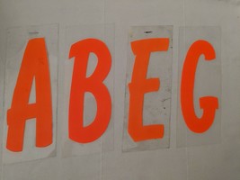 VTG 70&#39;s Lrg Lot of 6&quot; Neon Hunter Orange Vinyl Letters &amp; Numbers Window... - £47.44 GBP