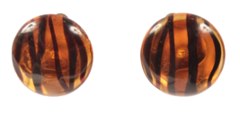 Vintage Amber Lucite Earrings 1 Inch Diameter Clip On Tiger Stripe - £5.44 GBP
