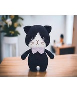 Handmade Crochet Halloween Black Cat - Halloween Crocheted and Stuffed d... - $61.74 CAD
