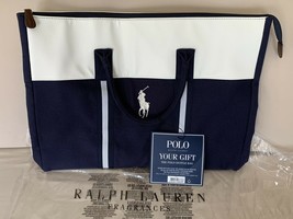 NEW POLO Ralph Lauren Duffle Bag Navy Blue Luggage Gym Canvas Holiday Ne... - $73.87