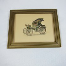 Antique Horseless Buggy Car Automobile Print Framed in Glass Vintage 1970s - £37.38 GBP