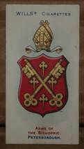 VINTAGE WILLS CIGARETTE CARDS ARMS OF THE BISHOPRIC PETERBOROUGH 9 NUMBE... - £1.36 GBP