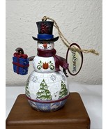 Jim Shore Snowman Christmas Ornament Top Hat Present Scarf Trees 3.75” - $12.00