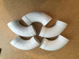 CENTRAL VACUUM 5 PACK 90 DEGREE SWEEP ELBOW PVC - $12.08
