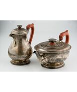 Harrods Di Londra Argento Set Teiera &amp; Anfora (1916-1917) Rosso Manico Rwb - $69,314.46 MXN