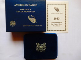 2013 silver american eagle Proof with COA and original box - £41.51 GBP