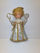 Vintage Glitter Foil Angel Tree Topper, Retro Angel Doll Decoration, Japan - £17.03 GBP