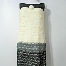 Georgette Lace Ruffle Color Block Striped Dress Behnaz Sarafpour Rose Decor Sz 7 - £15.41 GBP