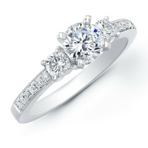 1ct Diamond 3 Three Stone Engagement Ring 14K White Gold - £706.93 GBP