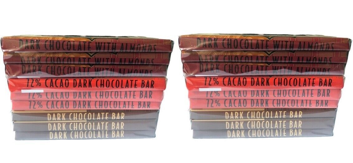 Primary image for 18 Bars Trader Joe's Assorted Dark Chocolate Candy Bars 1.65 oz Variety 08/2024