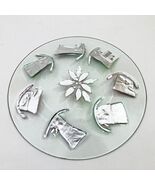 Christmas Clear Glass Hand Painted Party Cake Plate  13&quot; Top Hats Vintage - €33,99 EUR