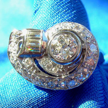Earth mined Diamond Deco Engagement Ring 1.41CT Antique Solid Platinum Statement - $6,579.23