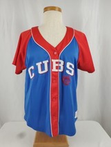 Chicago Cubs Lady Slugger Jersey Women&#39;s Large Button Up Sewn Letters Ba... - £12.75 GBP