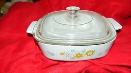 An item in the Pottery & Glass category: CORNING WARE FLORAL BOUQUET A-1-B CASSEROLE DISH + PYREX P-7-C LID FREE USA SHIP