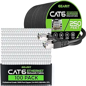 GearIT 100Pack 3ft Cat6 Ethernet Cable &amp; 250ft Cat6 Cable - $470.99