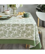 Rustic Tablecloth Solid Cotton Fabric Bordered Retro Tablecloths Classic... - £40.71 GBP