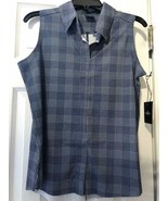 NWT Ladies BELYN KEY Navy Blue Glen Plaid Sleeveless Golf Shirt - L &amp; XL - $666.19 MXN