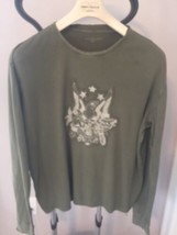 Pre-owned Calvin Klein J EAN S Army Green Long Sleeve T-shirt Eagle Applique Sz Xl - $24.75