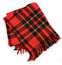 Vtg Faribo 100% Wool Red Plaid Picnic Blanket 50x52” Faribault Woolen Mill USA - £27.77 GBP