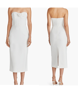 Monique Lhuillier Leonor Strapless Crepe Midi Dress, Size 12, White, NWT - $313.20 CAD