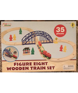 New Wooden Train Set First Learning 35 Pc Figure Eight Bridge W/ Bridge ... - $16.75 CAD