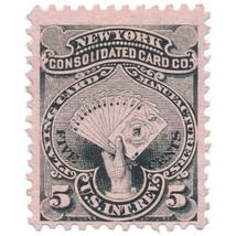 RU14c New York Consolidated Card Company Playing Card Stamp, 1876, Silk ... - £25.20 GBP