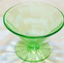 Federal Depression Glass Sherbet Bowl Green Paneled Vintage Art Deco - $7.43