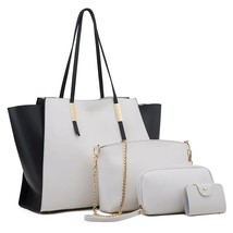 4pcs/set fashion large handbags for women black  bag with chain female  leather  - £96.42 GBP