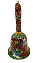 Vintage Chinese Cloisonne Bell 3.5 Inches Red Floral Missing Dinger - £11.38 GBP