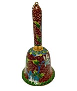 Vintage Chinese Cloisonne Bell 3.5 Inches Red Floral Missing Dinger - £11.42 GBP