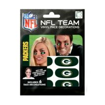 Green Bay Packers NFL Football Vinyl Face Decorations 6 Pack Eye Black Strips - £3.19 GBP