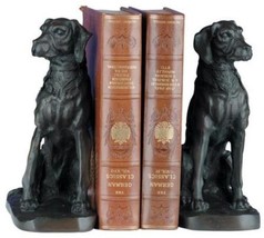 Bookends Bookend TRADITIONAL Lodge Sitting Lab Labrador Dog Ebony Black Resin - £239.00 GBP