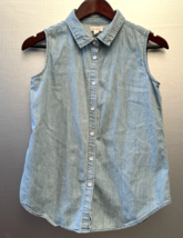 Cat and Jack Girls Chambray sleeveless button-up Shirt Top size XL (14/16) - £7.21 GBP
